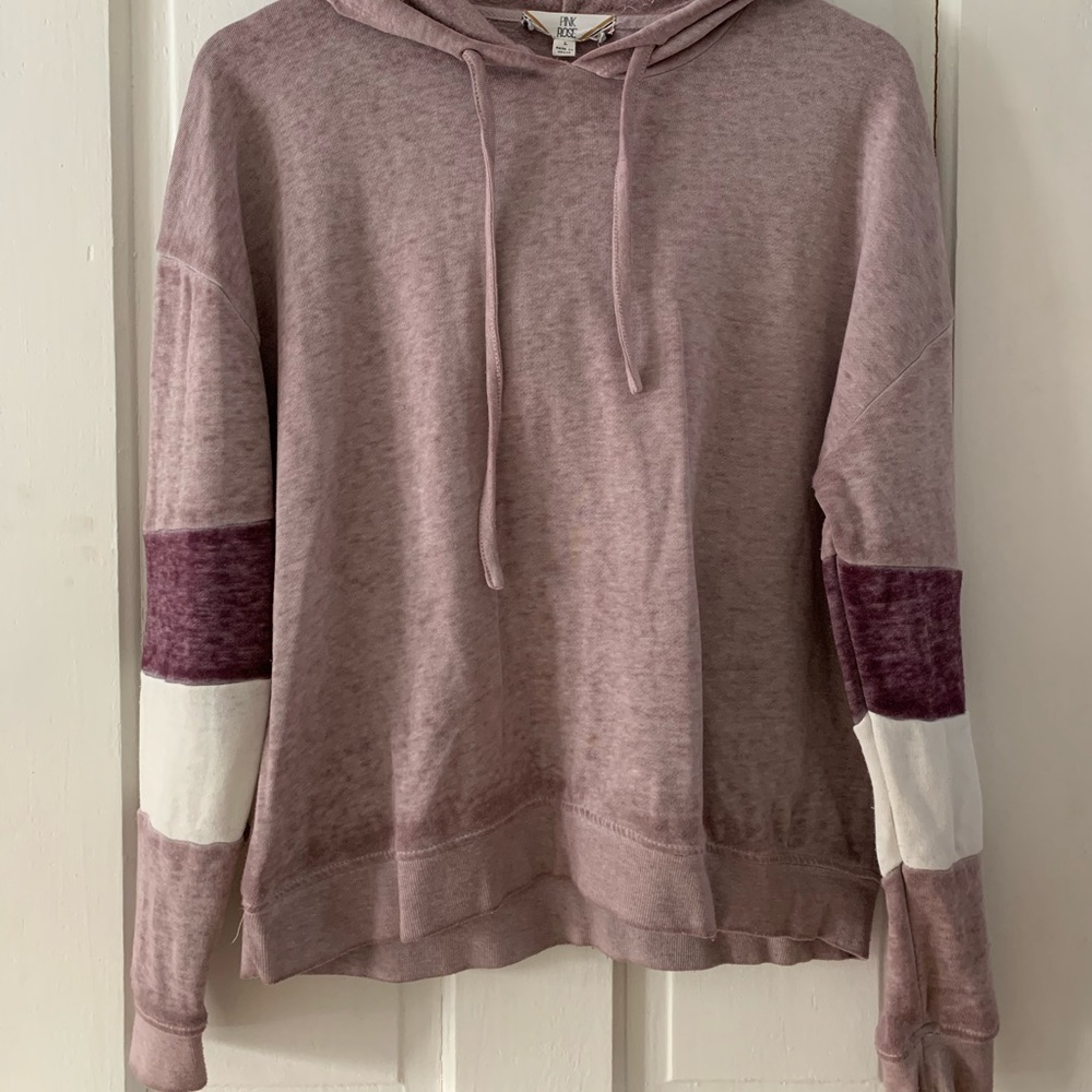 Pink Rose sweatshirt/heathered purple/hoodie
